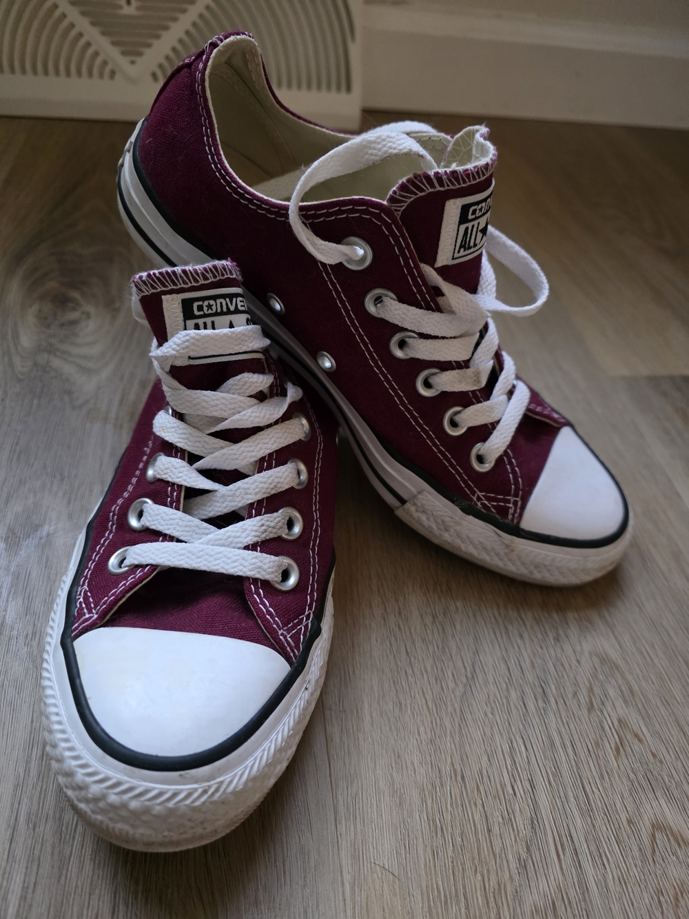 Converse Low Top Sneakers - Maroon with White Accents